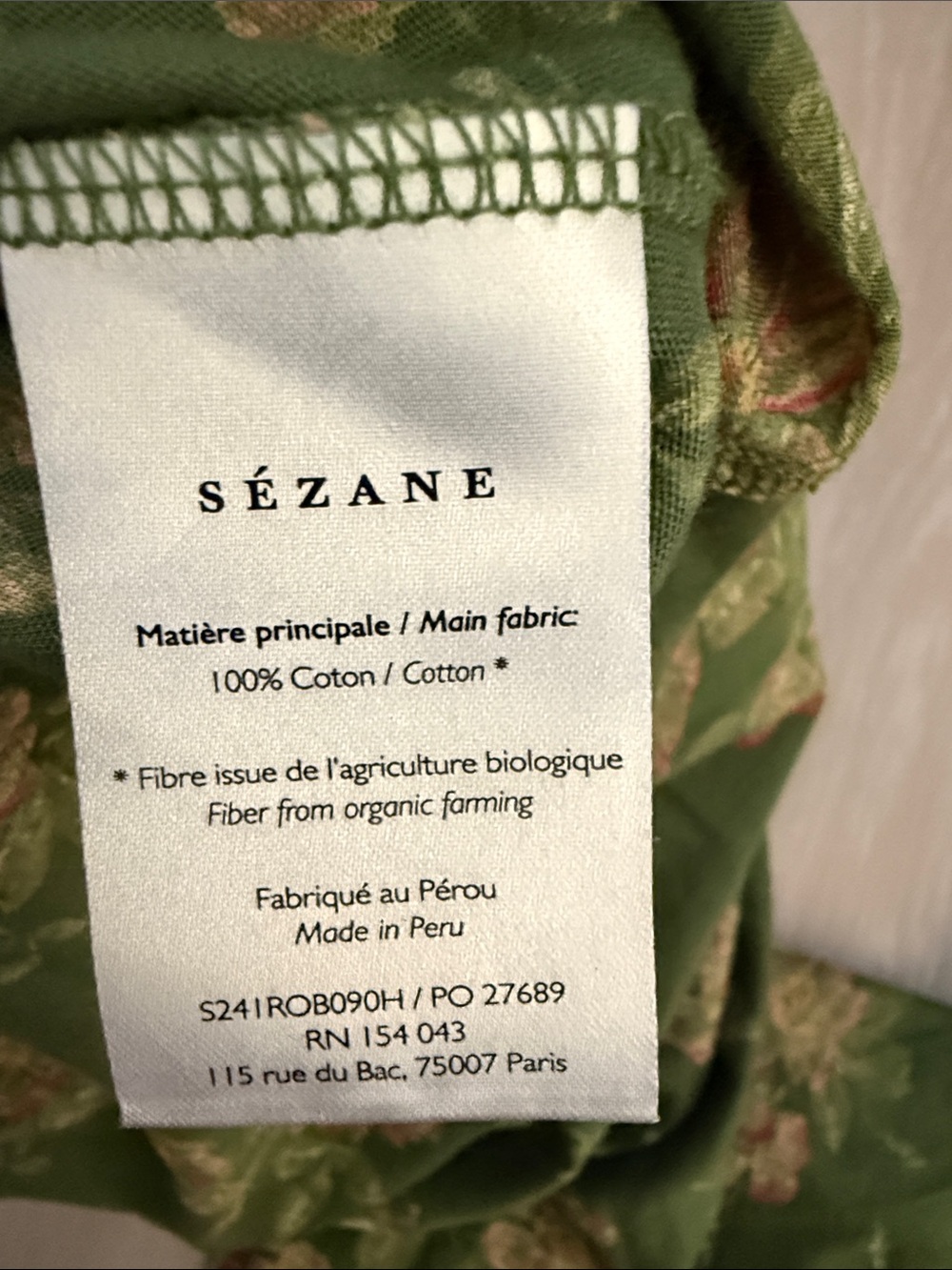 Sezane Olive Green Floral Backless Midi Dress with Pink Flowers - Picture 6 of 12